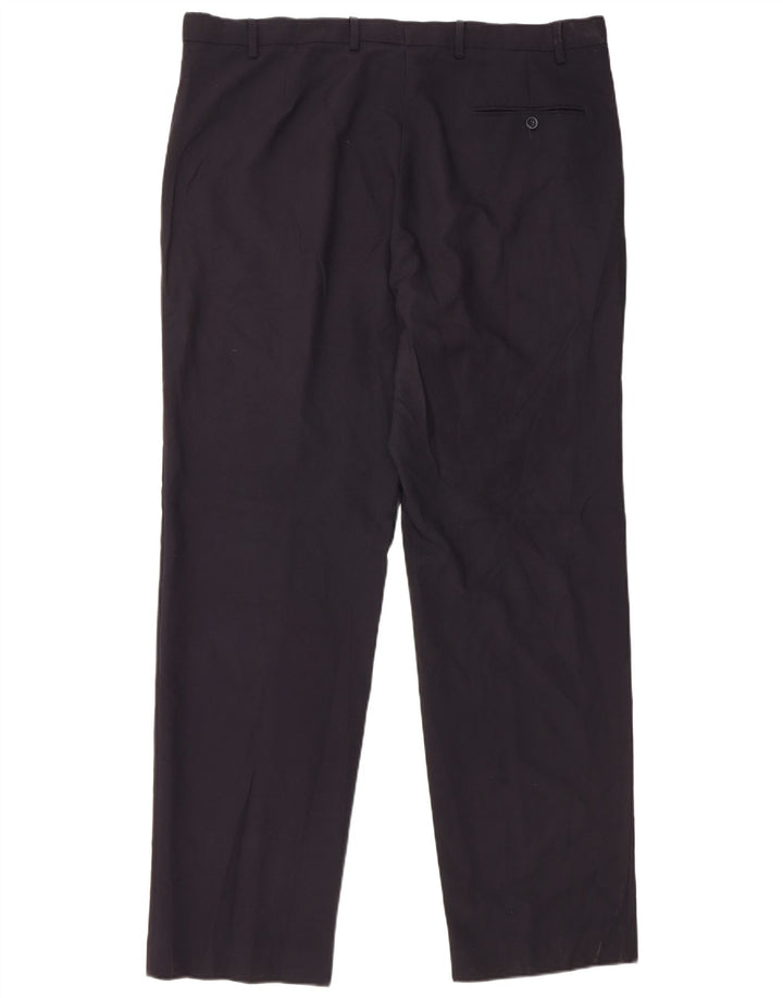 Marks & Spencer Pantalón de traje de corte regular para hombre W40 L33 Poliéster azul marino