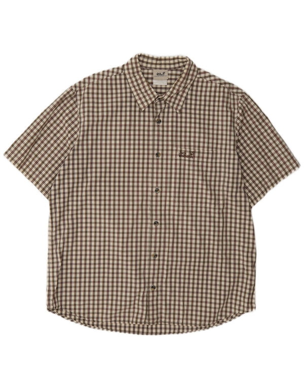 Jack Wolfskin Camisa de manga corta para hombre con ajuste regular UK 44/46 XL Brown Check