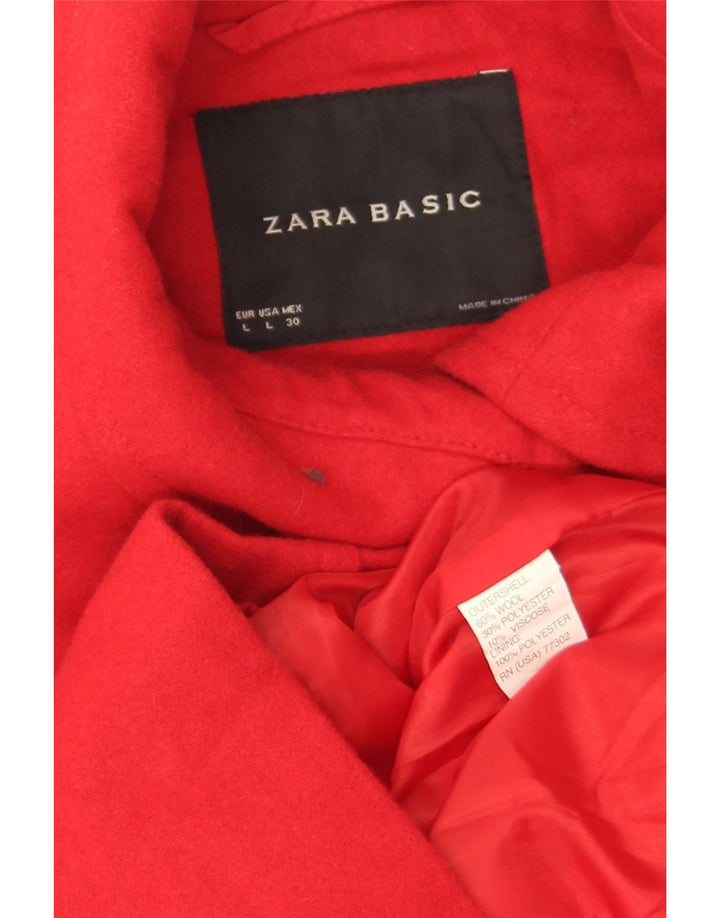 Zara Mujer Chaquetón Corto UK 46 Grande Lana Roja