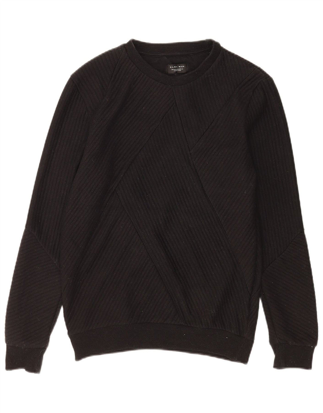 Zara Hombre Sudadera Jumper Medium Negro Algodón