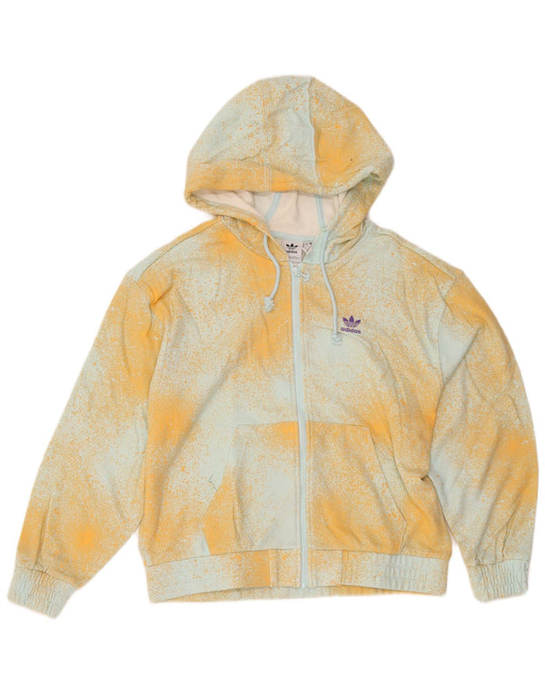 Adidas Suéter con capucha de gran tamaño con cremallera para mujer UK 6 XS Amarillo Tie Dye