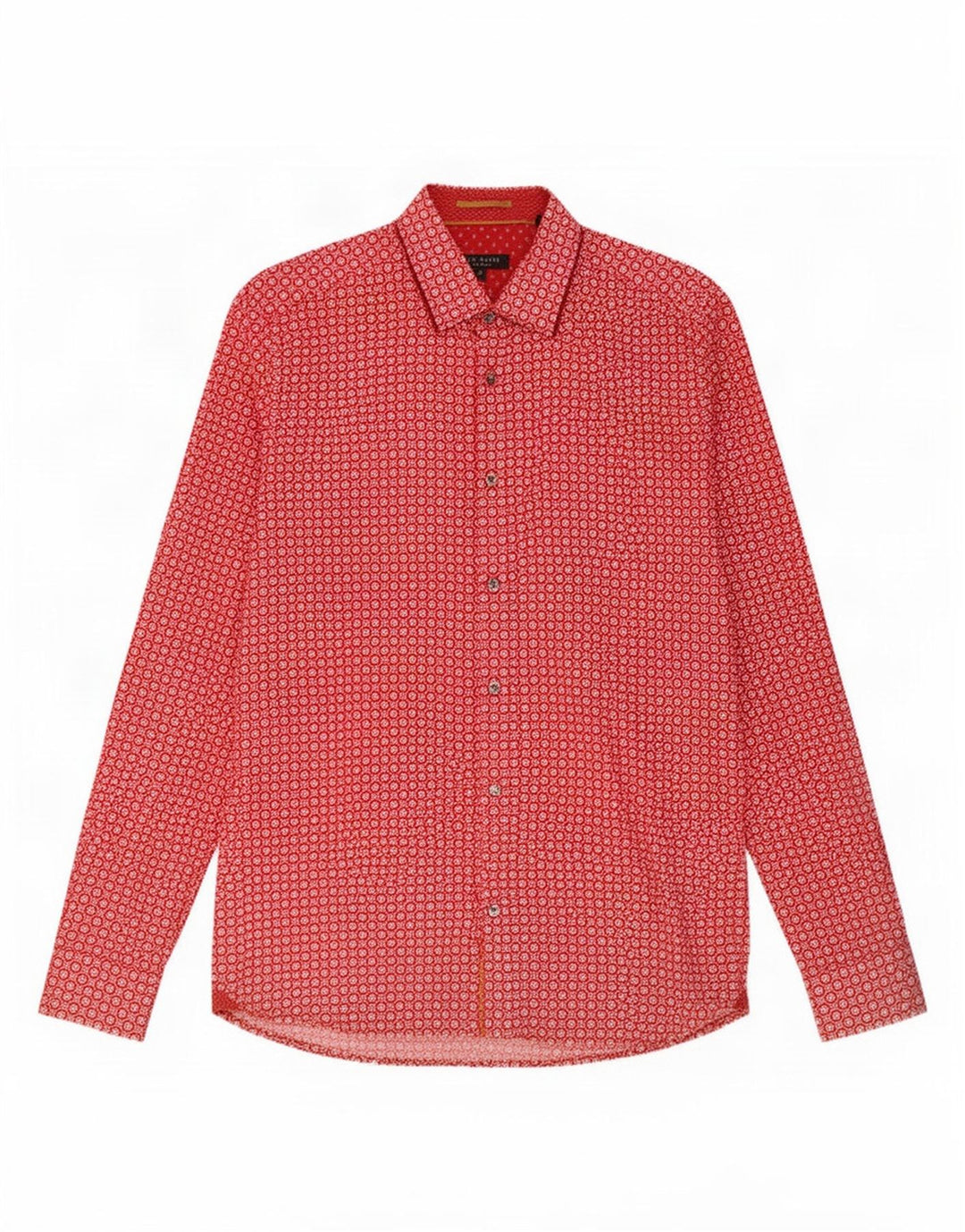 Ted Baker Camisa para hombre Talla 3 Algodón geométrico rojo mediano