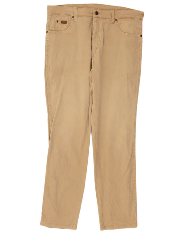 Wrangler Pantalones casuales rectos elásticos Texas para hombre W36 L30 Algodón beige