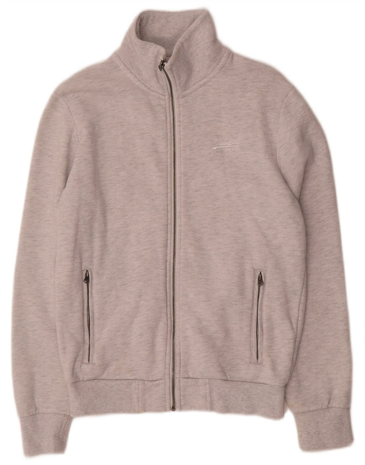 Superdry Hombre Chándal Top Chaqueta Pequeña Algodón Gris