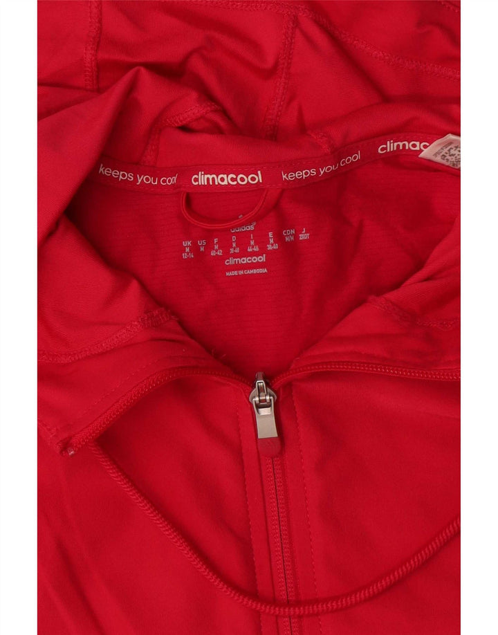Adidas Climacool Zip Sudadera con capucha para mujer Reino Unido 12/14 Medio Rojo Poliéster