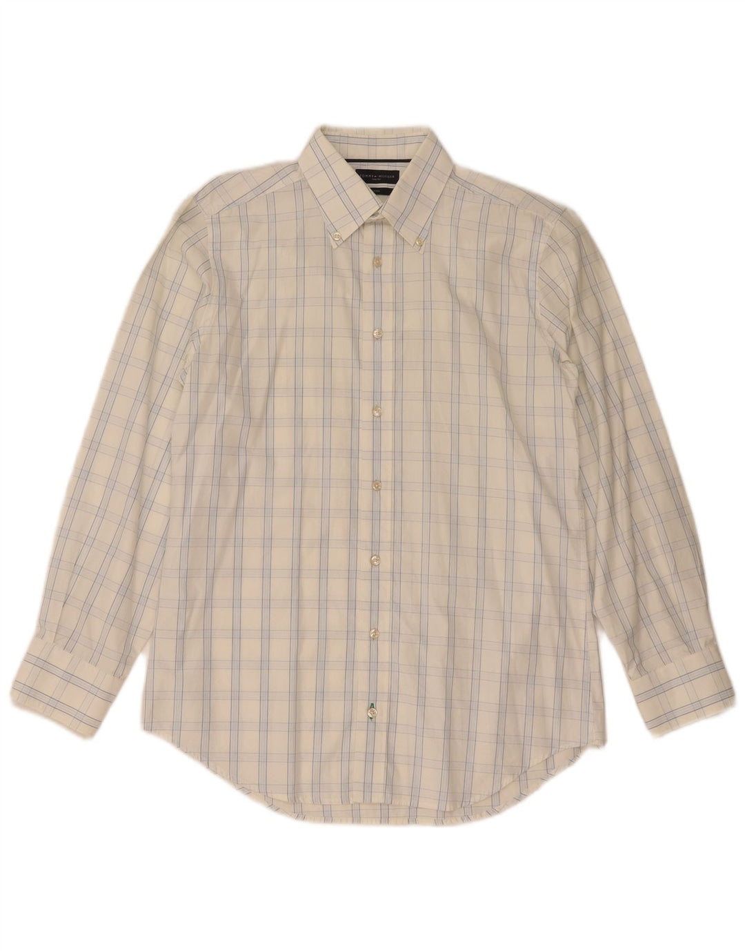 TOMMY HILFIGER Camisa ajustada para hombre Talla 38 15 Mediana Cuadros blancos