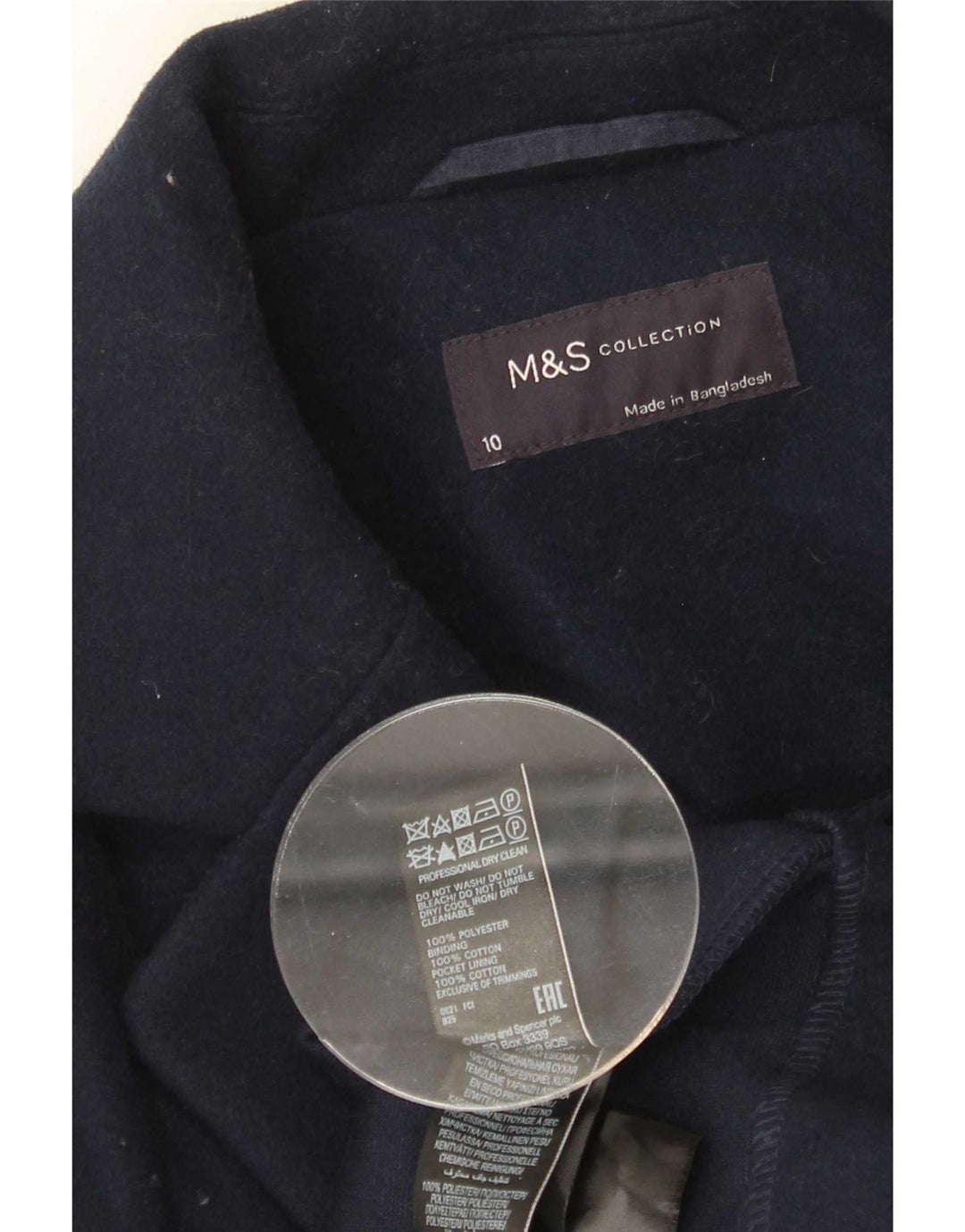 Marks & Spencer Abrigo extragrande para mujer UK 10 Small Poliéster azul marino
