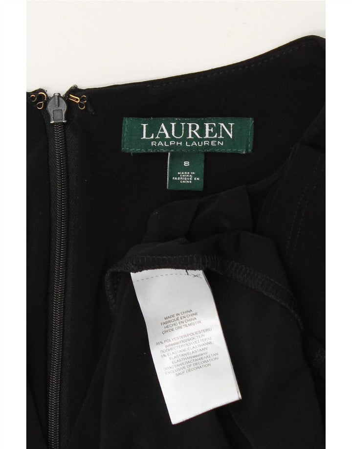 Ralph Lauren Vestido de línea A para mujer US 8 Mediano Negro Poliéster