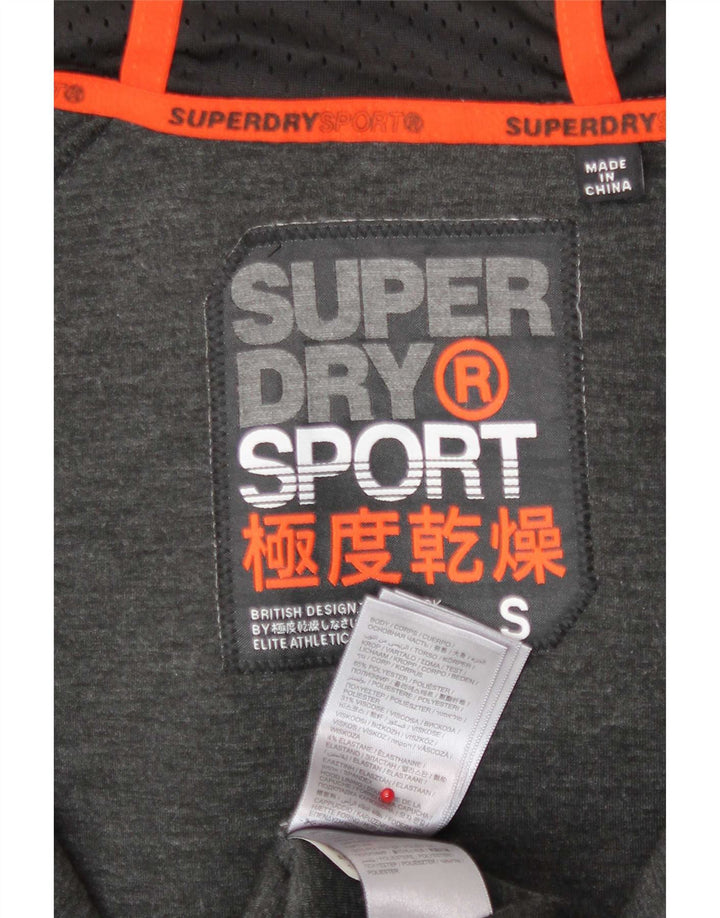 Superdry Sudadera con capucha y cremallera gráfica para hombre, poliéster gris pequeño