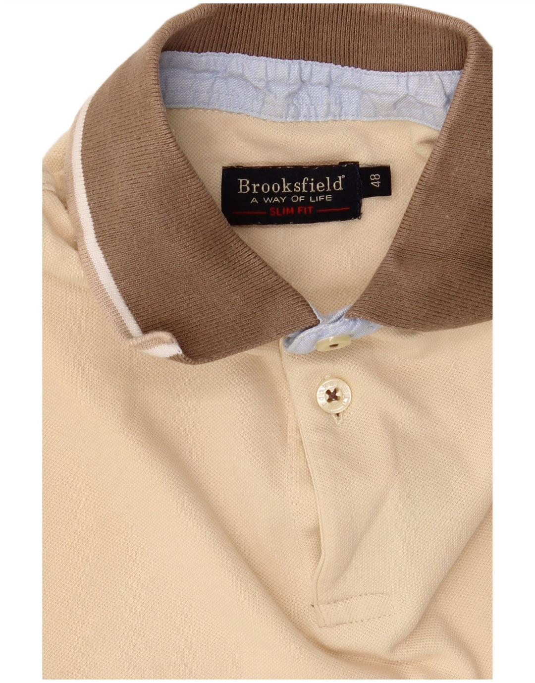 Brooksfield Polo Slim Fit para Hombre IT 48 Beige Medio