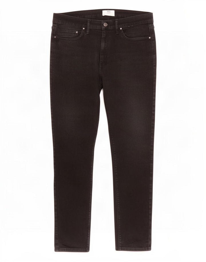 Marks & Spencer Vaqueros ajustados para hombre W36 L31 Algodón negro