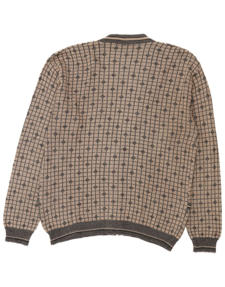 Spazio Cárdigan para Hombre IT 52 Large Beige Check Cotton