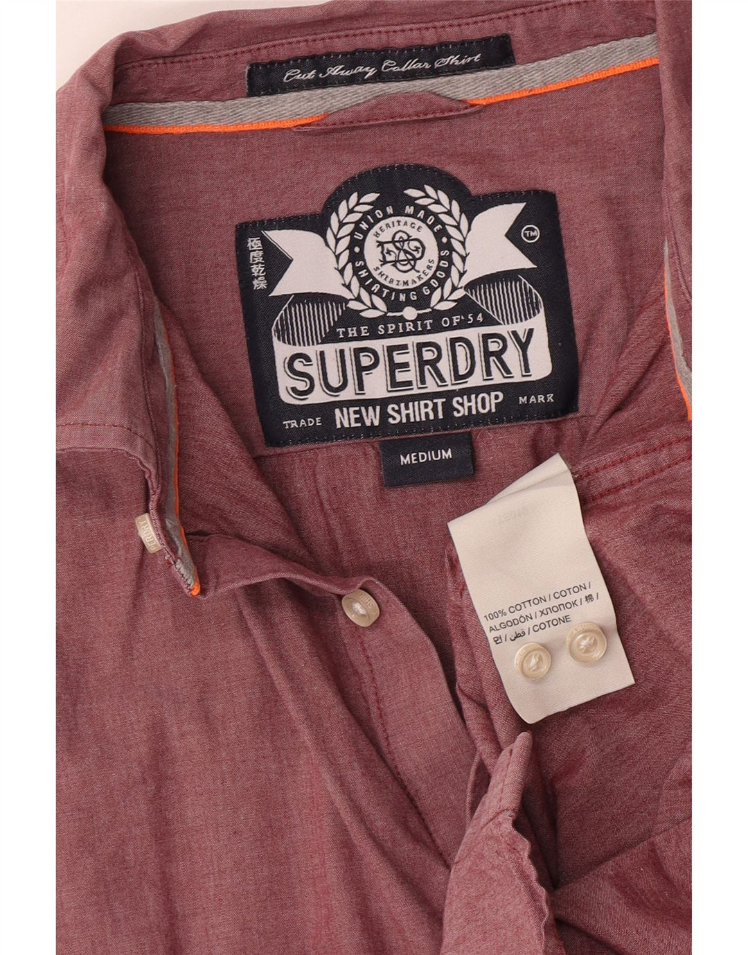 Camisa Superdry Para Hombre De Algodón Burdeos Medio