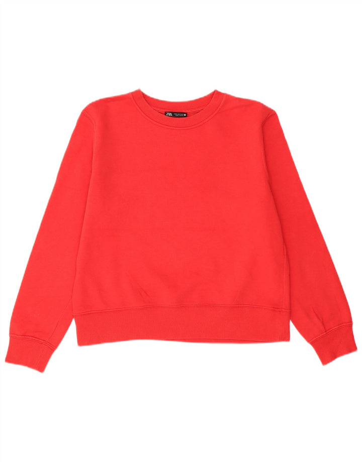 Zara Mujer Sudadera Jumper UK 14 Mediano Rojo Algodón