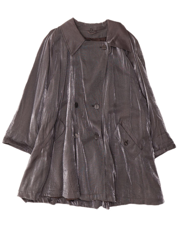 Abrigo vintage de mujer de gran tamaño con doble botonadura IT 42 Viscosa gris medio