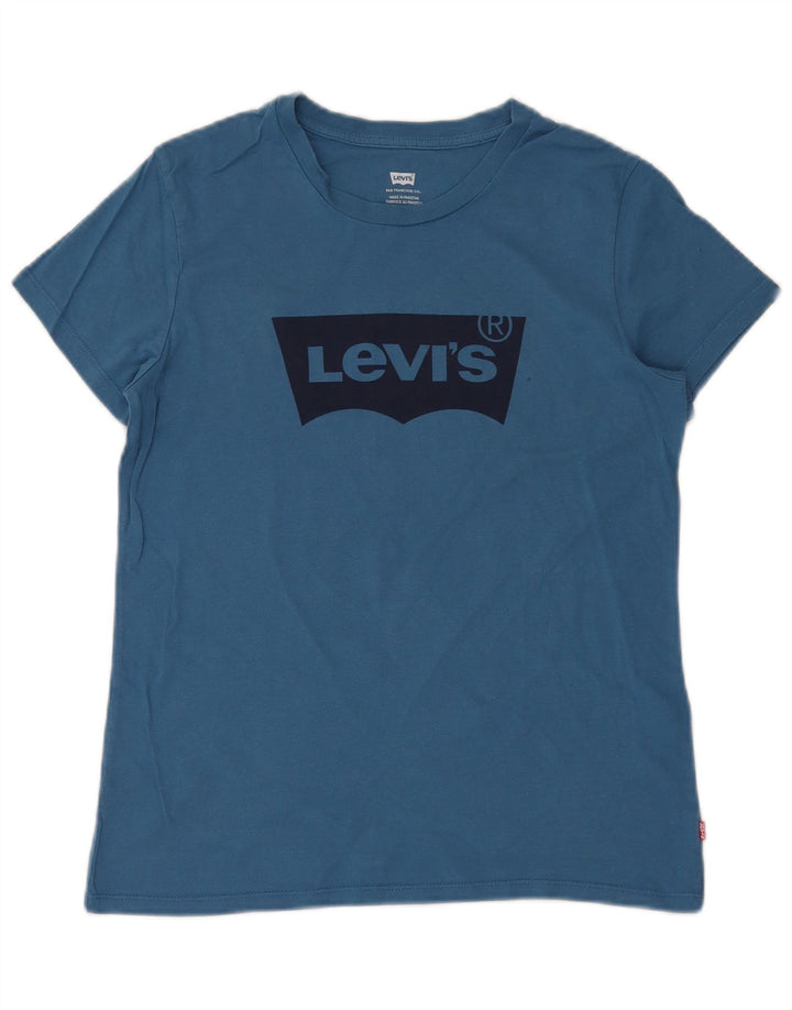 LEVI'S Camiseta gráfica para mujer Top UK 10 Small Blue Cotton
