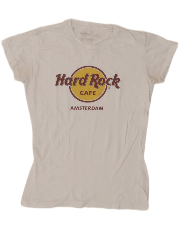 Hard Rock Cafe Mujer Amsterdam Graphic Camiseta Top UK 10 Small White