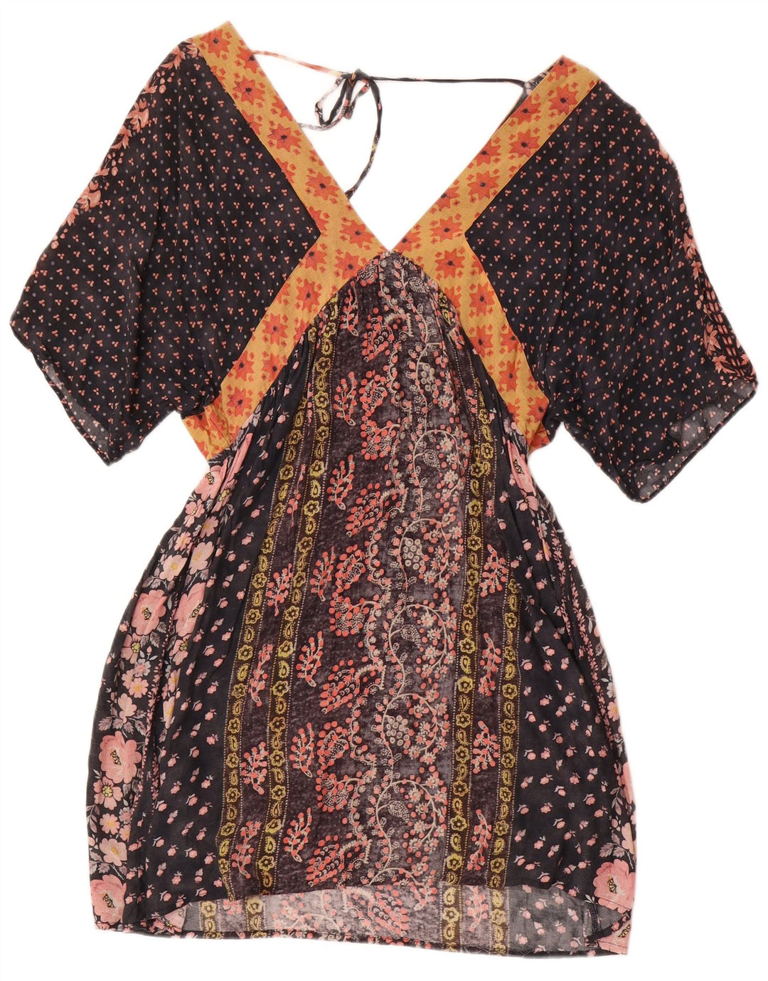 Zara Vestido Kaftan para Mujer UK 40 Mediano Negro Floral