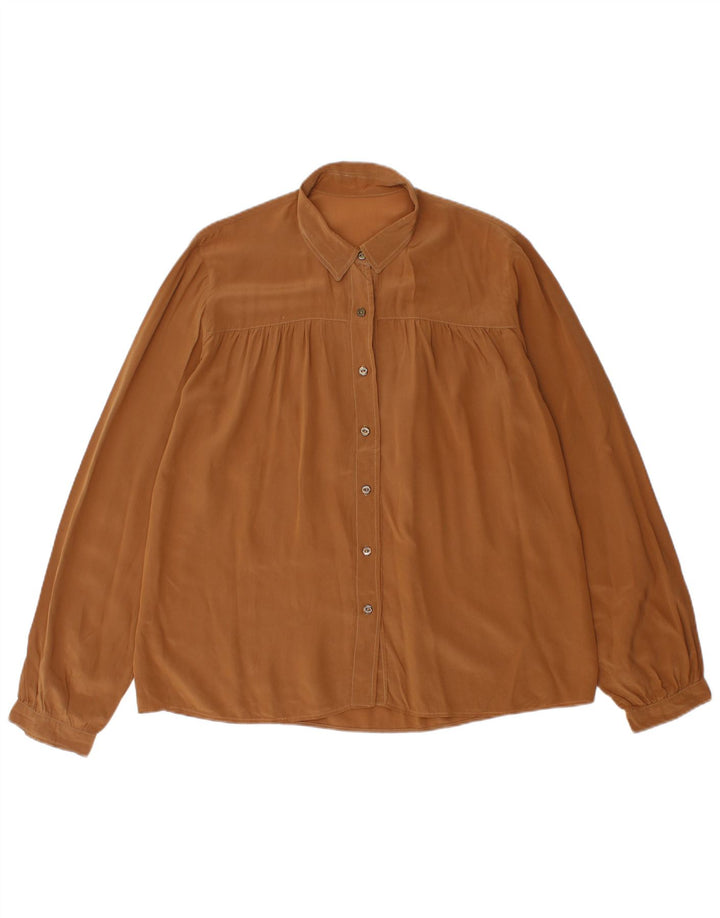VINTAGE Camisa de mujer Reino Unido 18 XL Marrón