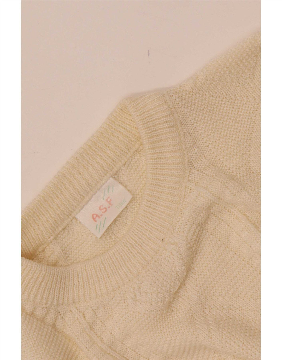 A.S.F Jersey con Cuello Redondo para Hombre Medium Off White