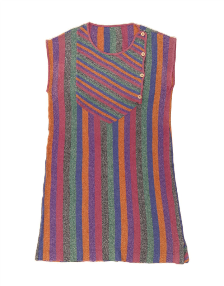 VINTAGE Womens Jumper Dress UK 14 Medium Multicoloured Striped Vintage Vintage and Second-Hand Vintage from Messina Hembry 
