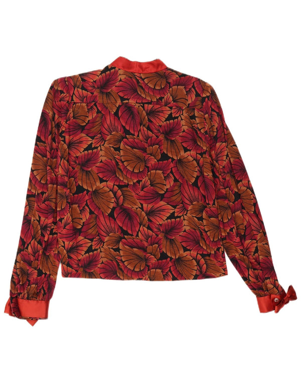 Vintage mujer pullover camisa blusa Reino Unido 16 grande rojo floral