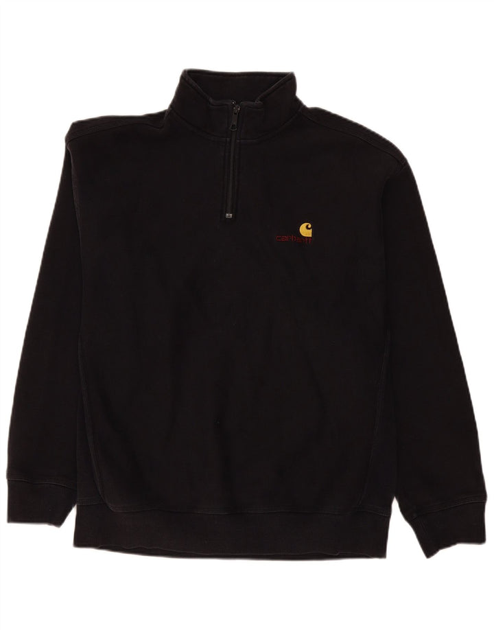 Carhartt Hombre Cremallera Cuello Sudadera Jumper Grande Algodón Negro