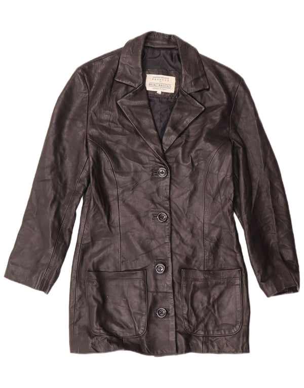 Chaqueta de cuero vintage para mujer IT 44 Mediana Negra Clásica