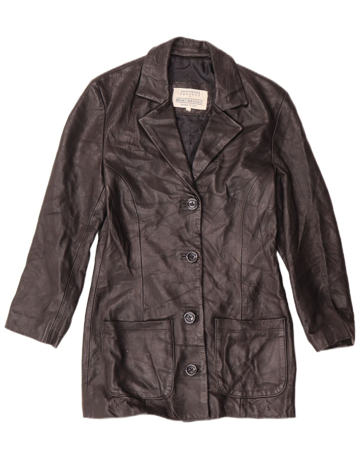 Chaqueta de cuero vintage para mujer IT 44 Mediana Negra Clásica