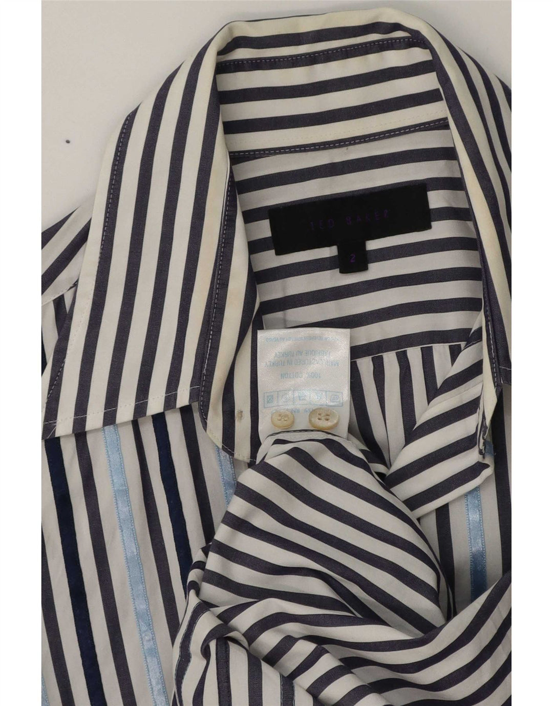 Camisa para hombre Ted Baker Talla 2 Algodón a rayas azul pequeño