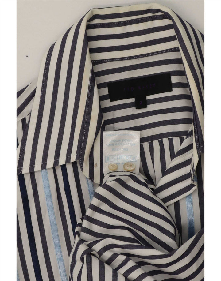 Camisa para hombre Ted Baker Talla 2 Algodón a rayas azul pequeño