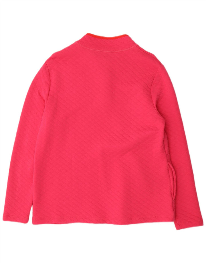 Lands End - Sudadera con cuello y botones para mujer, talla 40, color rosa mediano