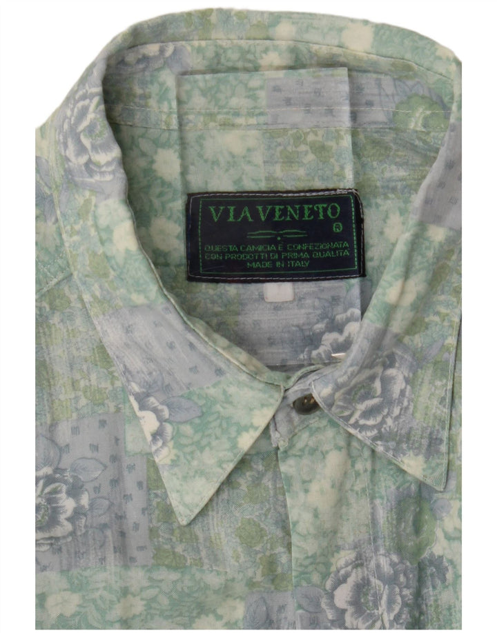 Via Veneto Camisa para hombre grande con estampado floral verde