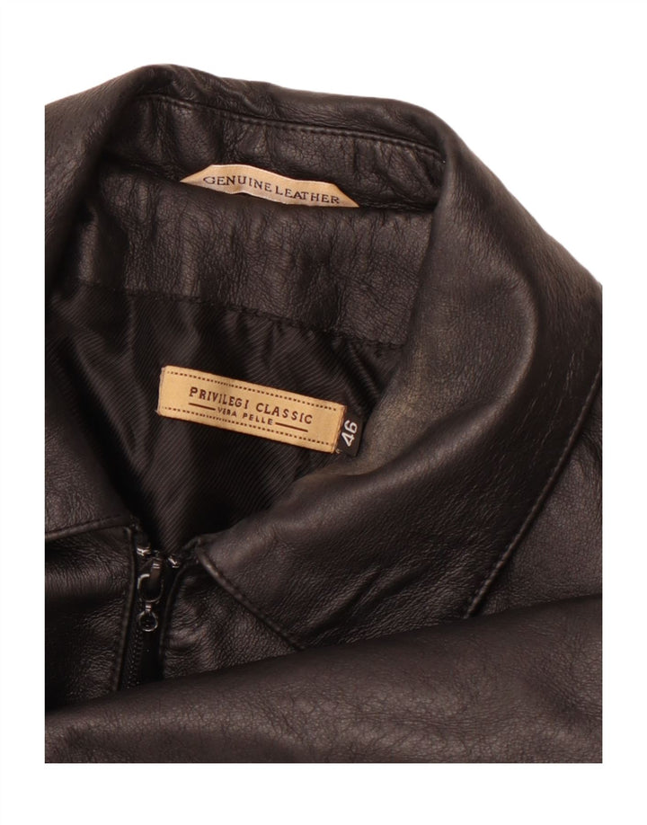PRIVILEGI Chaqueta de cuero para mujer IT 46 Grande Cuero negro