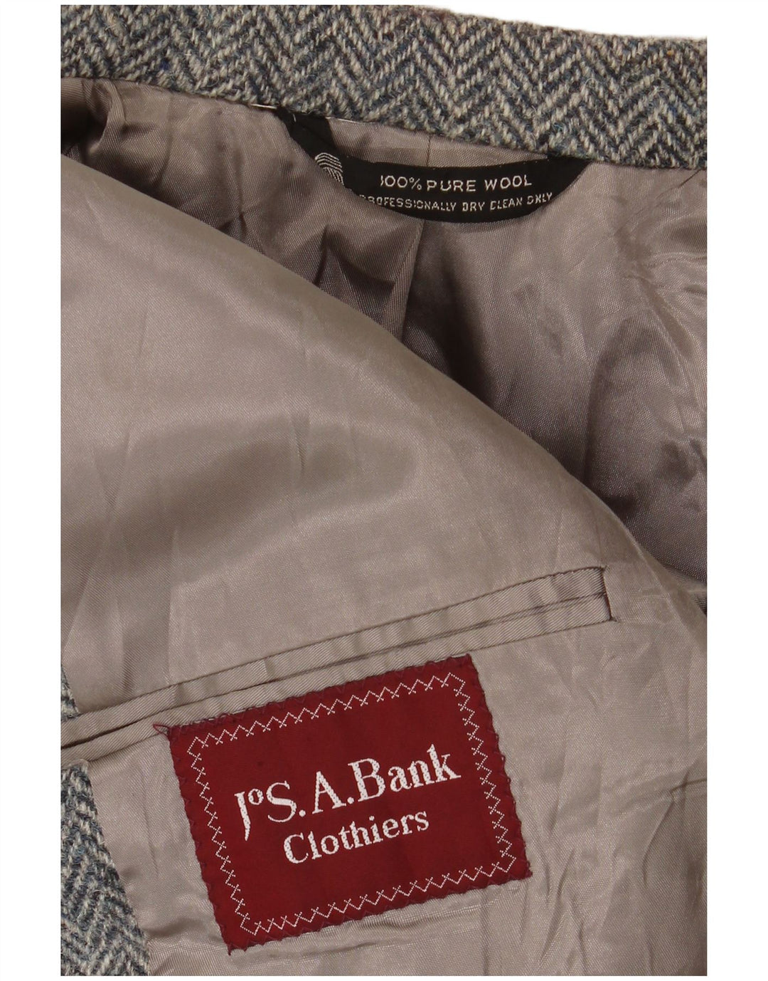 J.S.A. BANK Chaqueta tipo blazer de 2 botones para hombre UK 38 Lana en espiga gris medio