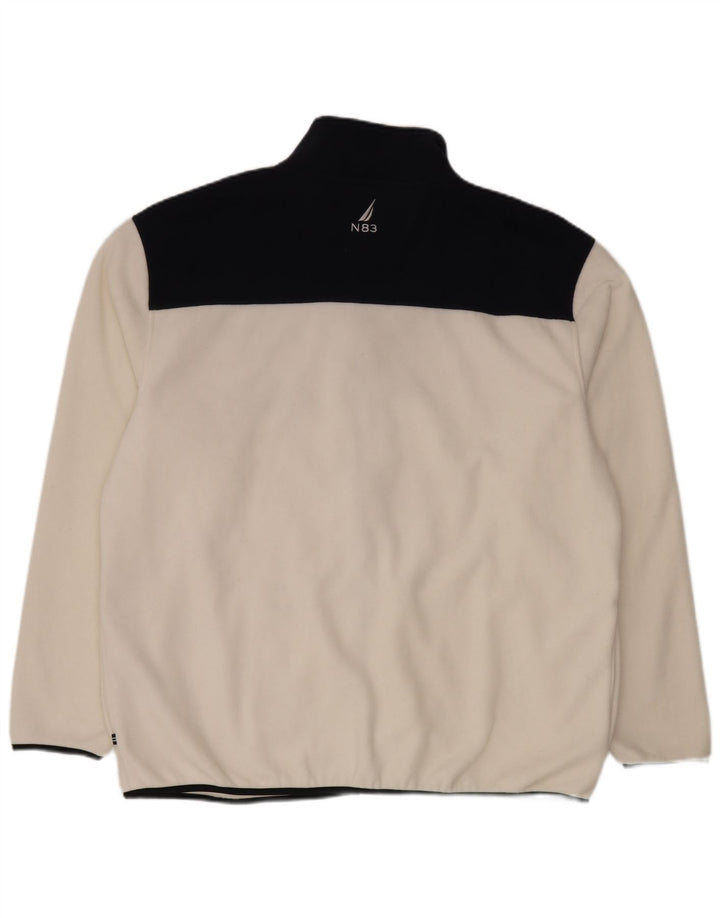 Nautica Chaqueta polar para hombre UK 44 2XL Blanco Colorblock Poliéster