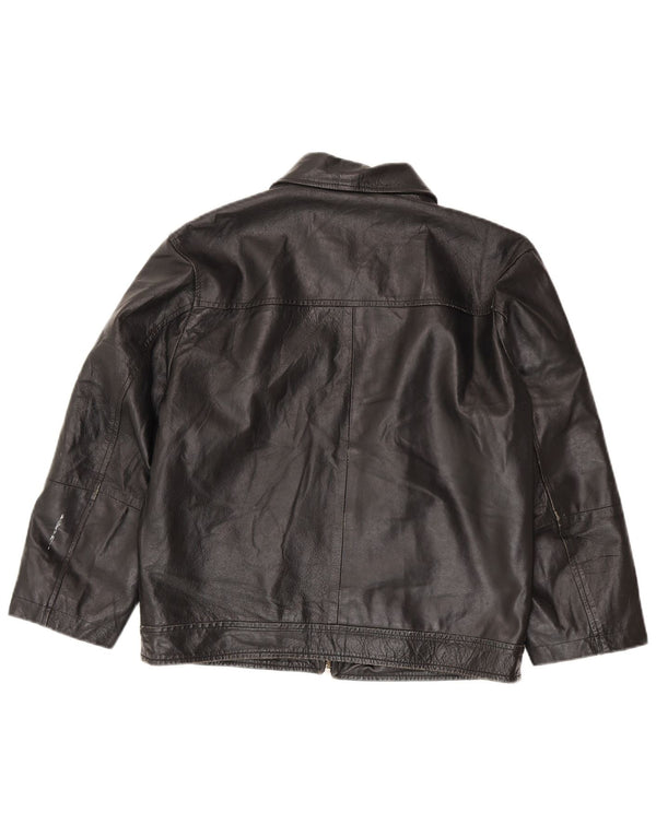Chaqueta de cuero vintage para mujer IT 50 XL Negro