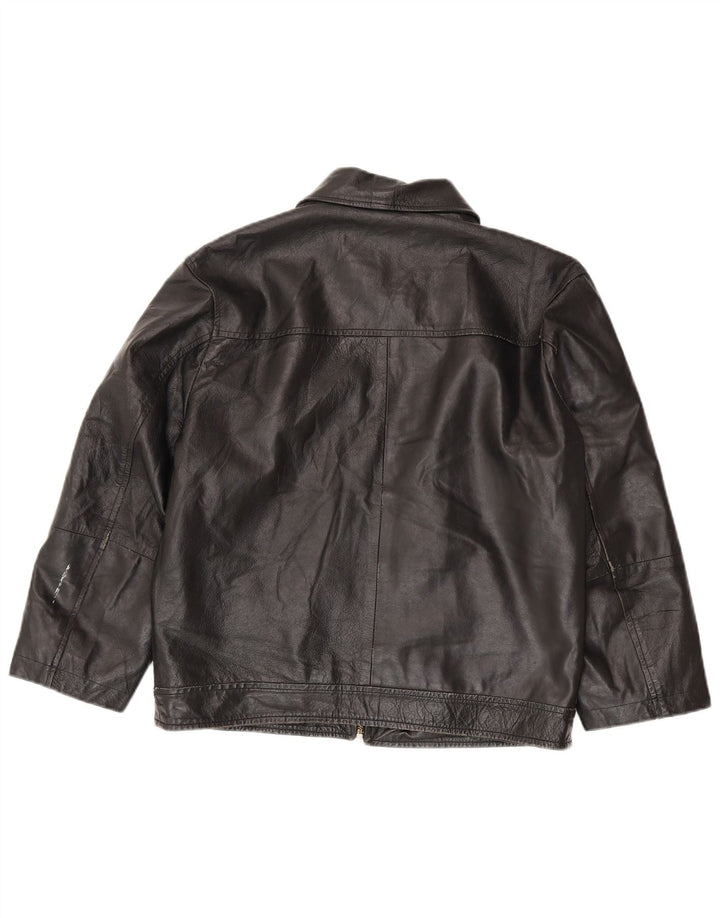 Chaqueta de cuero vintage para mujer IT 50 XL Negro
