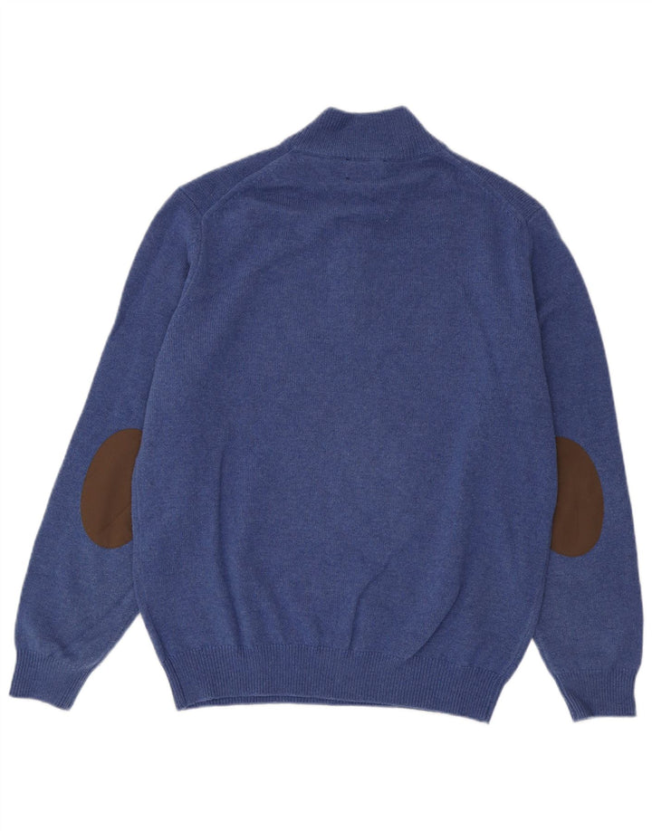 Hackett Hombre Zip Neck Jumper Sweater Large Lana Azul