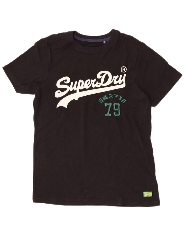 Superdry Camiseta con gráfico gráfico para hombre, talla pequeña, algodón negro