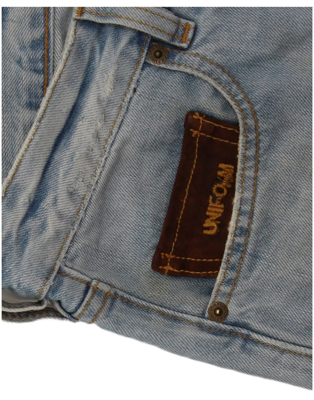 Pantalones cortos de mezclilla desgastados para hombre Uniform W30 Algodón azul medio