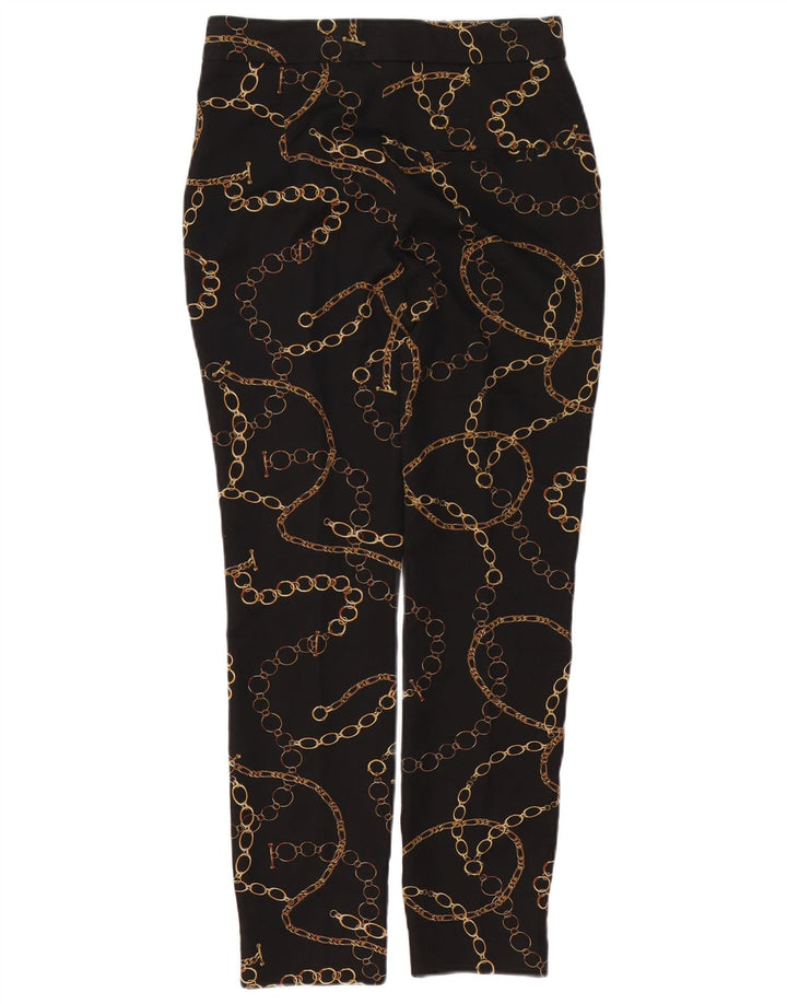 ZARA Mujer Pantalones Casuales Con Estampado Abstracto EU 36 XS W26 L27 Negro