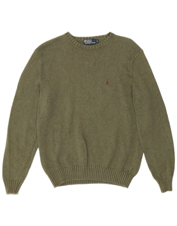 Polo Ralph Lauren Jersey De Cuello Redondo Para Hombre Suéter De Algodón Caqui Medio