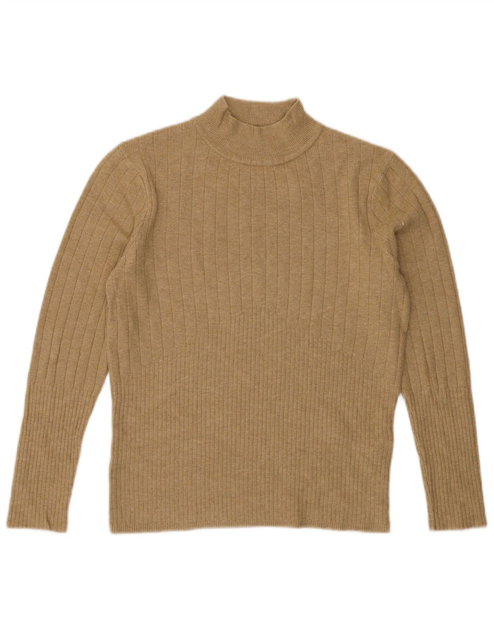 MARKS & SPENCER Suéter tipo jersey con cuello alto para mujer UK 40 Medio Beige