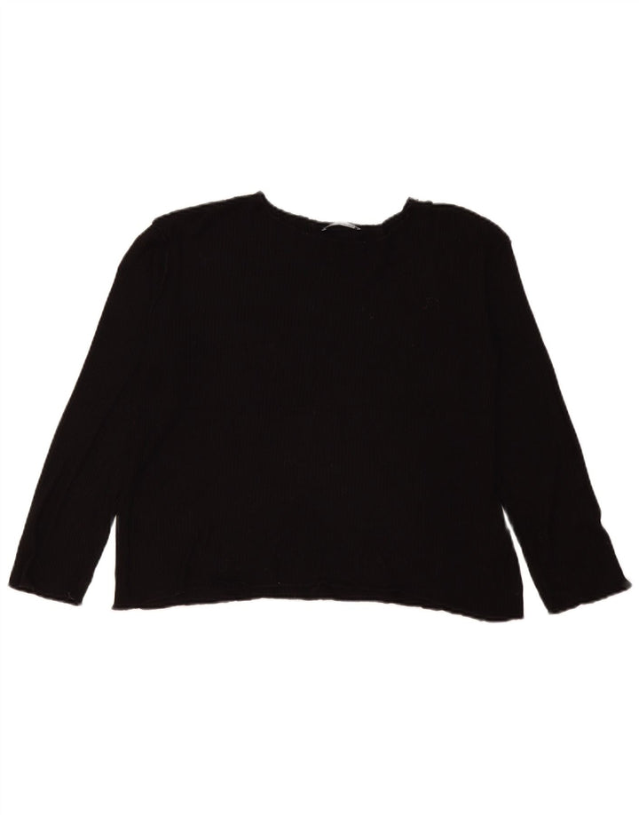 Zara Mujer Top Extragrande Manga Larga UK 10 Small Viscosa Negra