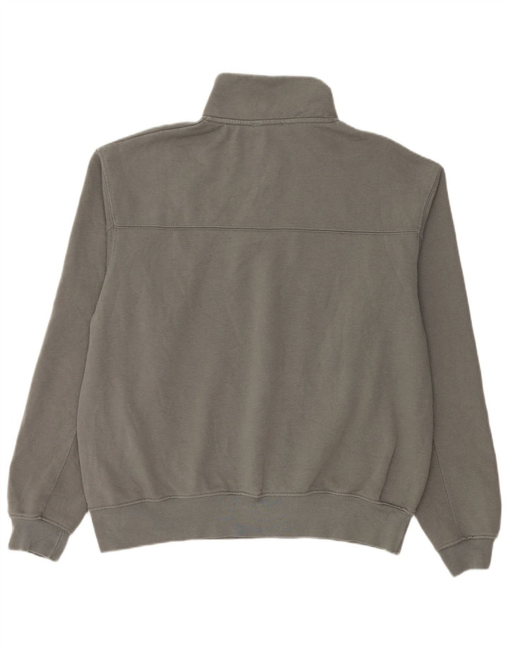 Zara Hombre Sudadera Con Cremallera Y Cuello Jersey Algodón Gris Medio