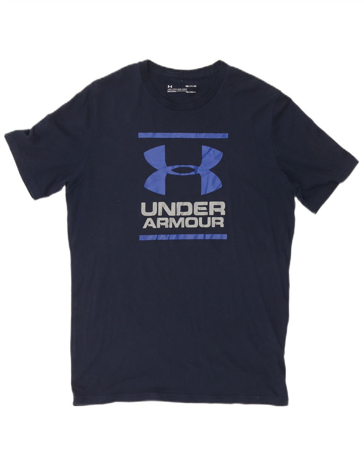 UNDER ARMOUR Camiseta gráfica Heat Gear para hombre Top pequeño de algodón azul marino