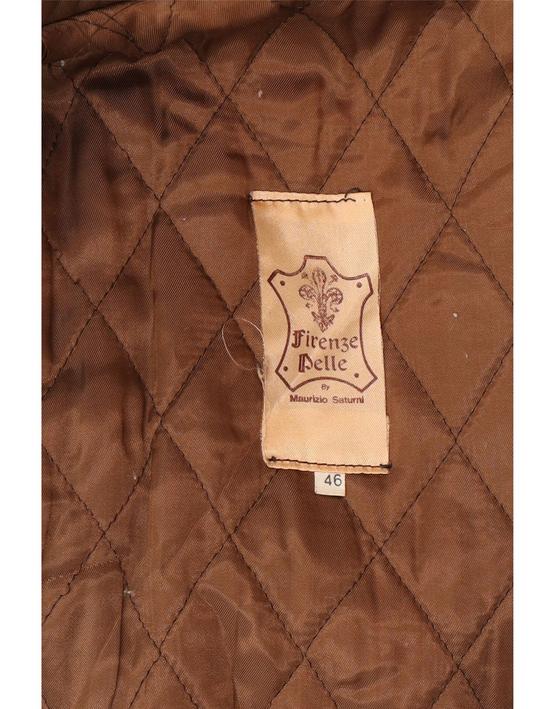Abrigo de cuero vintage para mujer IT 46 cuero marrón grande
