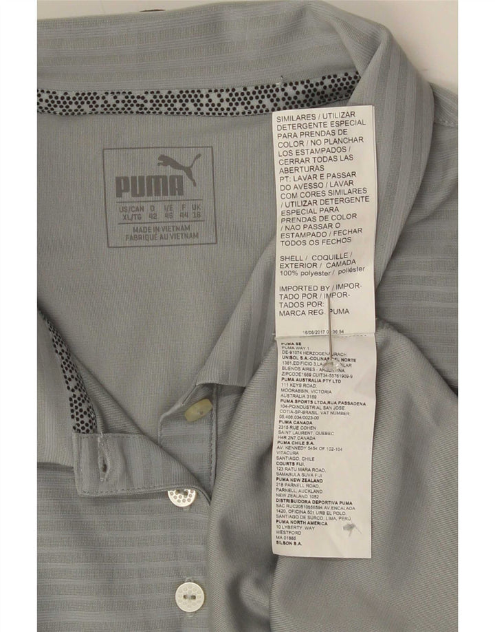 Puma Polo para mujer UK 40 Grande Gris Pinstripe Poliéster