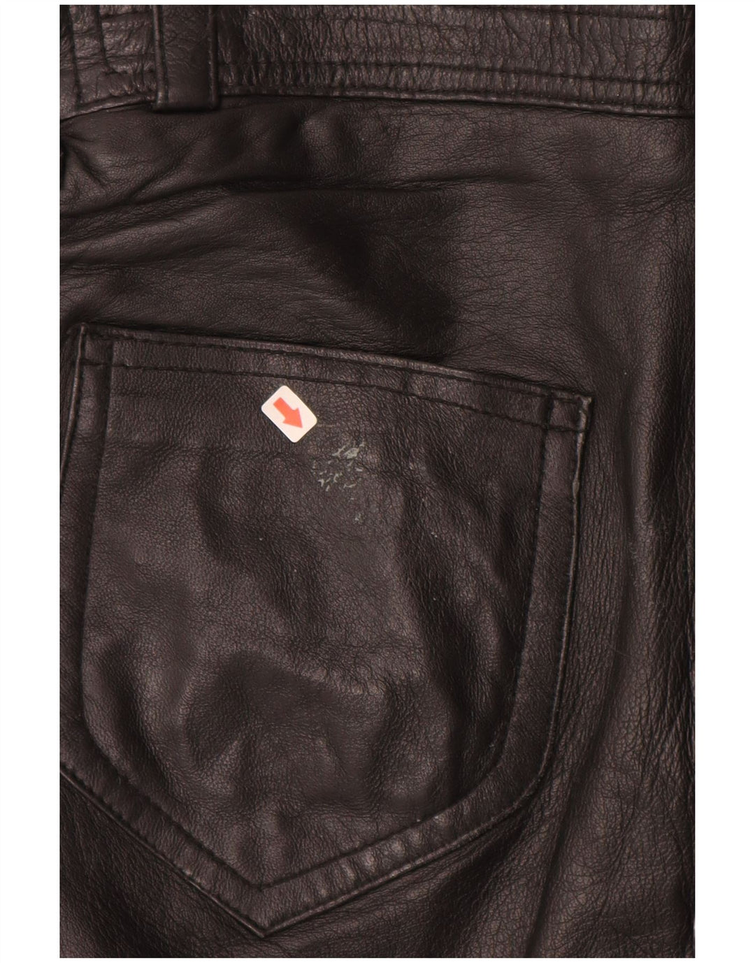 VINTAGE Pantalones de cuero rectos para mujer IT 40 Pequeño W28 L28 Cuero negro